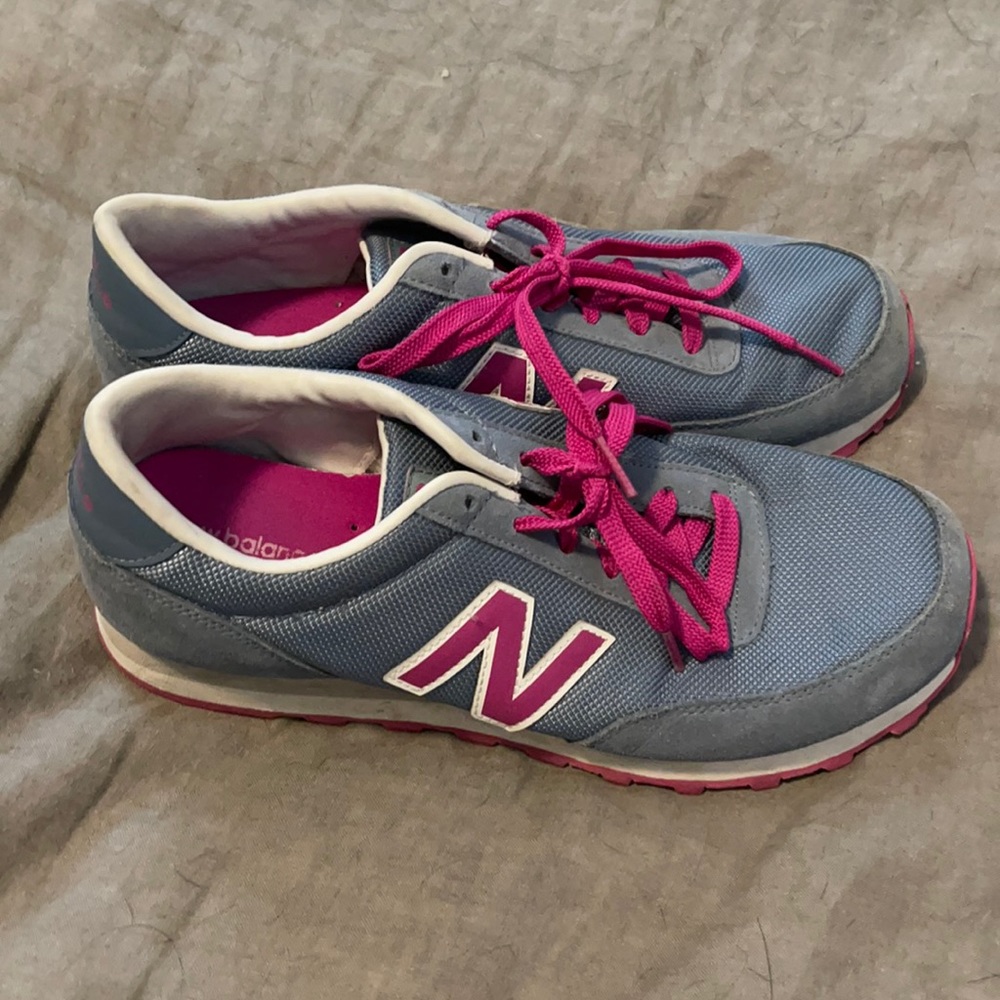 Blue and Pink New Balance Sneakers
